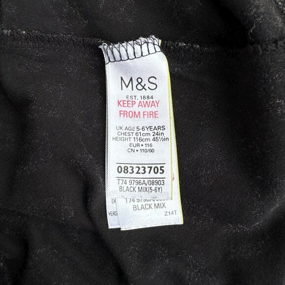 MARKS AND SPENCER Black 3D Gems Skater Dress Girls 5-6 Geometric Ruffle M&S Girl - Picture 7 of 8
